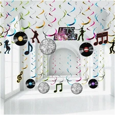 Disco Groove Extravaganza - 30-Piece 70's Themed Party Decorations: Music Record