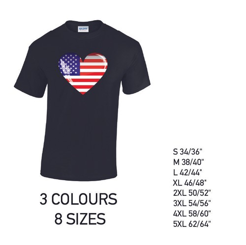 American Heart Herren Baumwolle T-Shirt 3 Farben 8 Größen verfügbar bedruckt - Bild 2 von 7