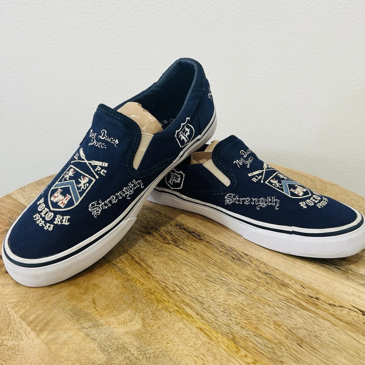 Ralph Lauren POLO THOMPSON3 slip-on shoes in navy with a P patch 13D Polo Ralph Lauren Keaton-Slip Bear SK SPO Men main image 3