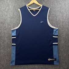 Y2K NIKE Basketball Jersey Tank Top Men  s 2XL Blue Baggy Hip Hop And 1 Swoosh
