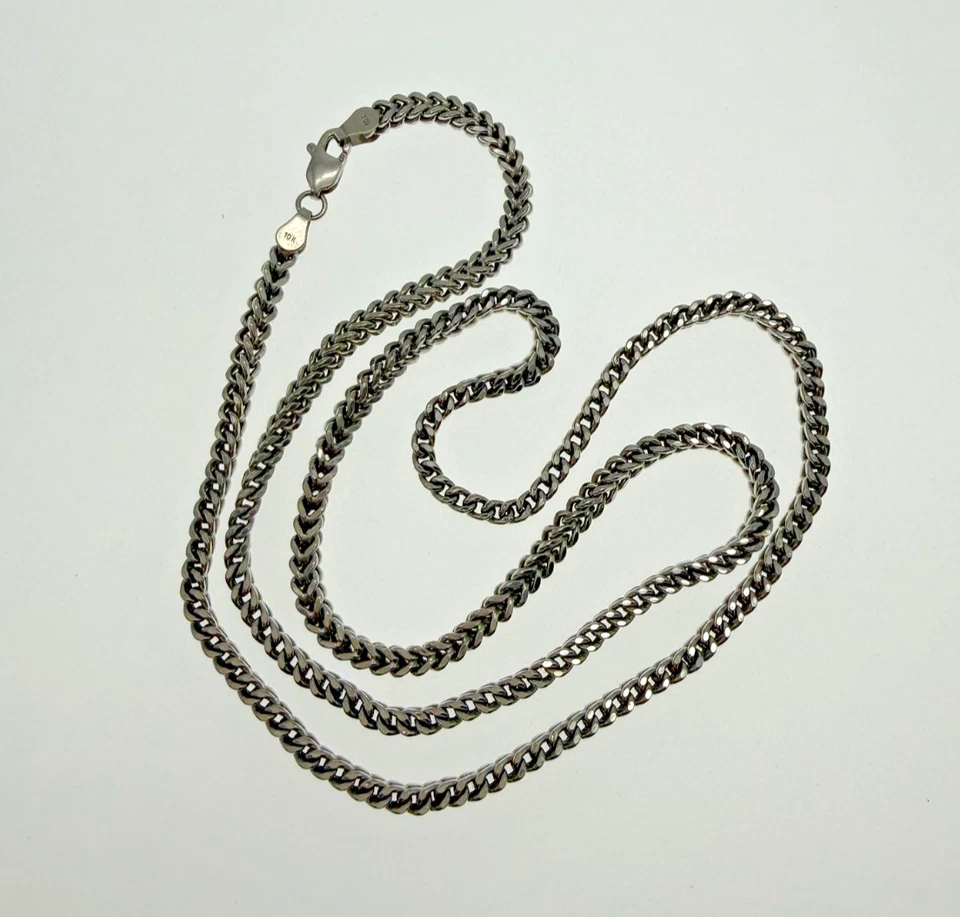 Collar de cadena Franco de oro blanco real de 10k de 3,2 mm para hombre de 22 pulgadas 10,6 g Foto 2 de 4