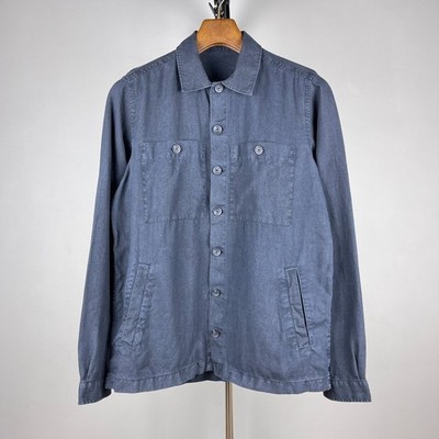 Massimo Dutti Men s Navy Linen Safari Unlined Jacket   Size M
