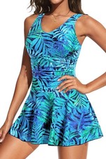 Sz XXL Yonique One Piece Swimsuits for Women Modest Tummy Control Swimdress...