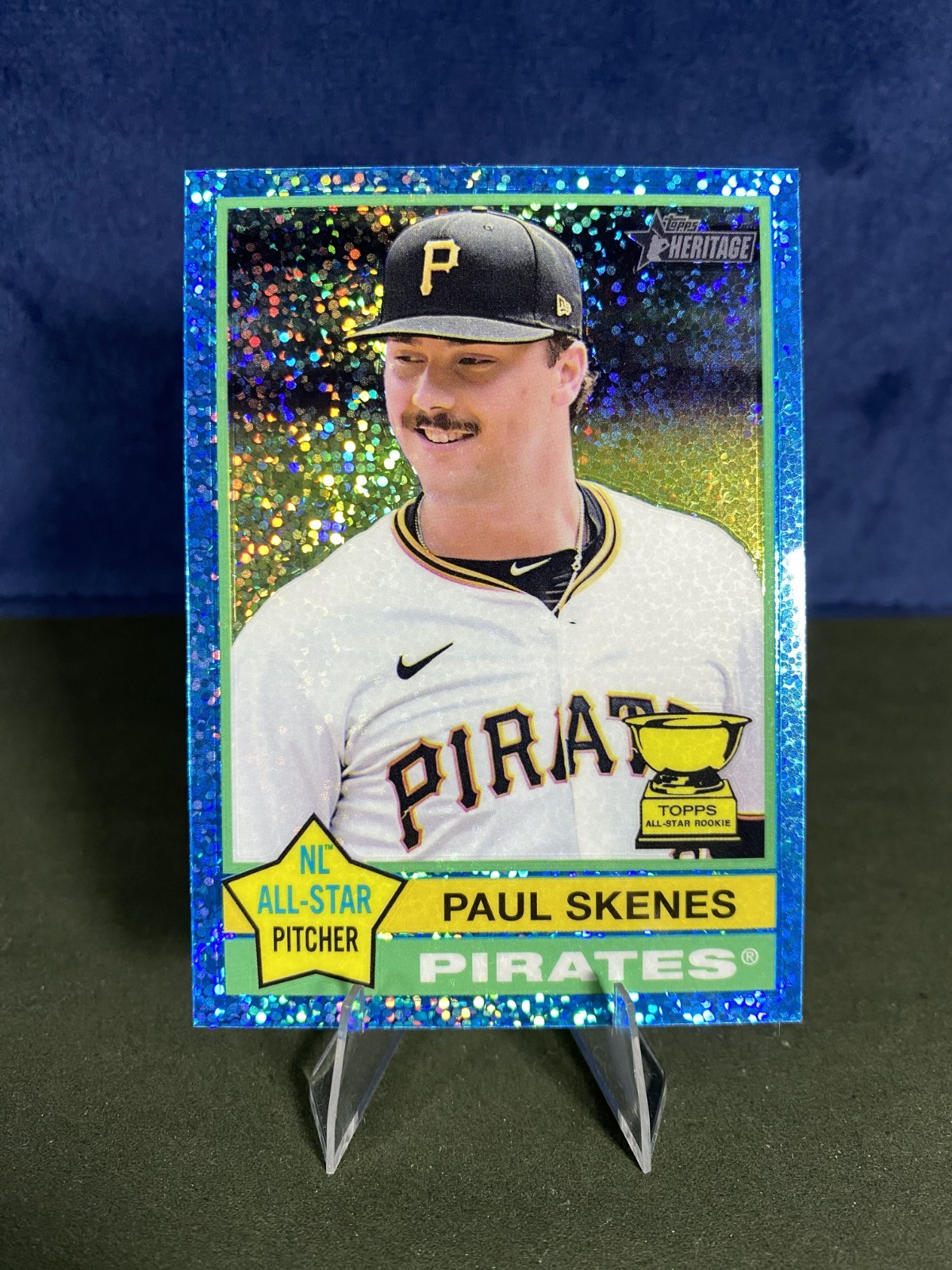 2025 Topps Heritage Paul Skenes #60 Chrome Light Blue Sparkle Refractor