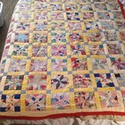 Vintage Hand Quilted Sewn Carpenter's Wheel Stars Quilt 80"x62" handmade