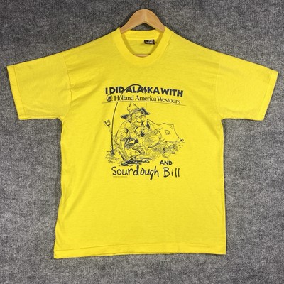 VTG 80s Holland America Line Cruise T Shirt L Souvenir Alaska Sourdough Bill