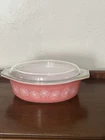 PYREX Pink Daisy 2 1/2 Qt Oval Casserole Dish w/ Lid • Rare • Vintage 045