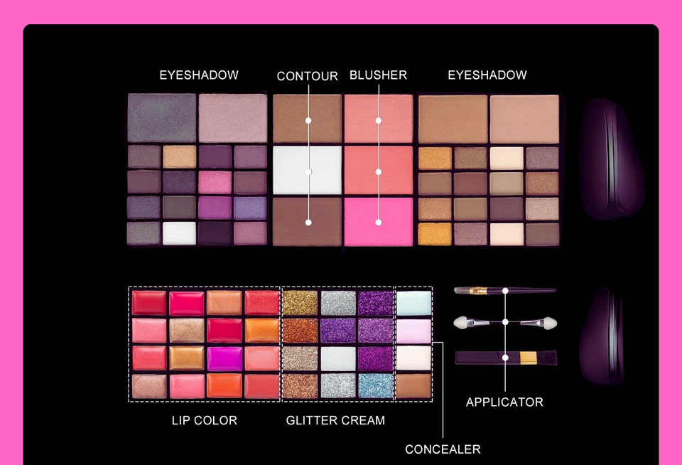 Kit de Maquillaje Todo en Uno 74 Colores Regalo - Sombra de Ojos, Brillo de Labios, Rubor, Set de Contorno Foto 2 de 4