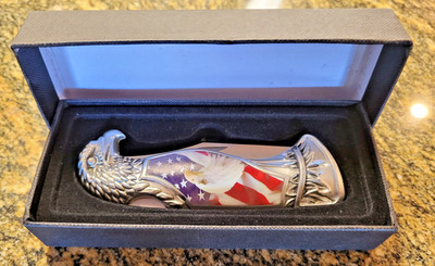 ASR Outdoor AMERICAN EAGLE FLAG Pocket Knife Folding Blade Patriotic USA 8''