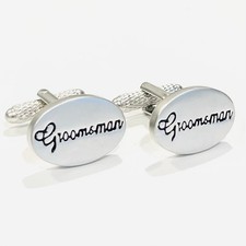 Groomsman Oval Cufflinks Wedding Theme Gift In Box