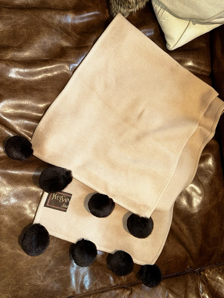 Yves Saint Laurent YSL винтажный шарф YVES SAINT LAURENT FOURRURES кашемир - Изображение 4 из 4