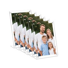 6 Pack Acrylic Picture Frame 4x6 inch, Magnetic Photo Frames, Clear Slanted B...