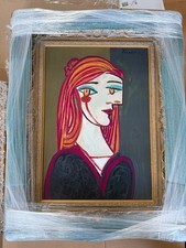 John Myatt Girl With Red Hair (Picasso Style) Framed Art