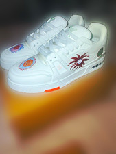 Men's White  Multicolor Low Top Lace-Up Athletic Sneakers Rubber Outsole