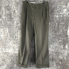 Brooks Brothers Size W35 L32 Career Pleated Straight Leg Pants Gray Button Zip