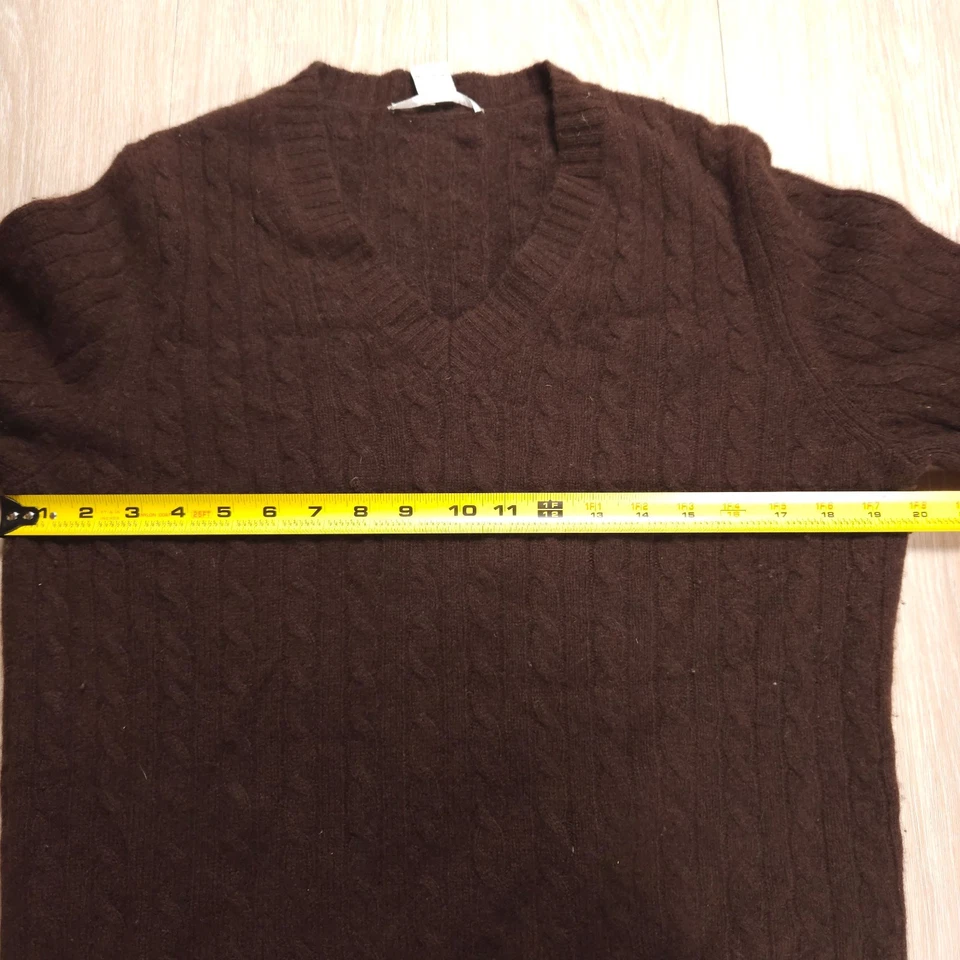 Suéter Evelyn Grace 100 % cachemir cuello en V para mujer talla XL marrón manga larga Foto 4 de 4