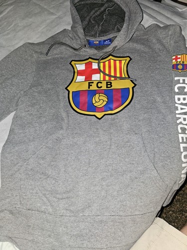 FC Barcelona Pullover Hoodie Men's Gray Small - Picture 3 of 4
