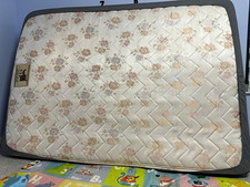 Firm Open Spring double Mattress, Quilted Floral Fabric Cover Beige/Grey.