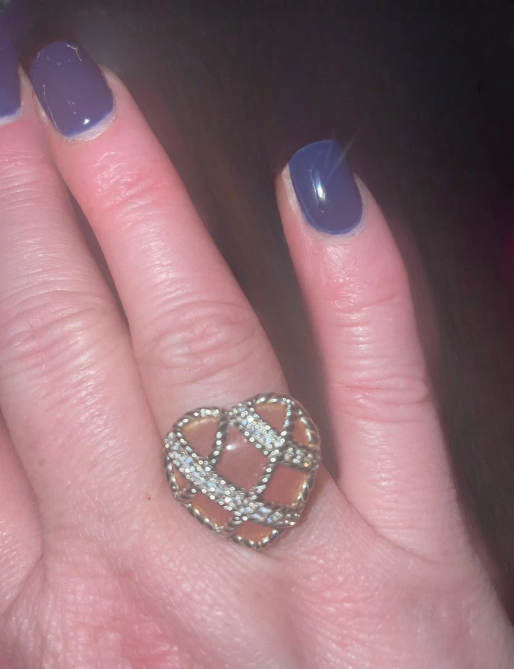 Anillo Corazón Cuarcita Rosa Esterlina Judith Ripka Talla 8 (pre-amado una vez) Foto 4 de 4