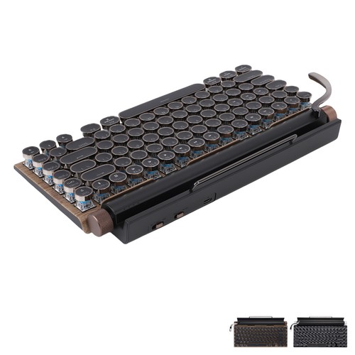 Retro Typewriter Keyboard BT Punk Round Keycap Metal Frame Wireless Mechani ESE - Picture 13 of 30