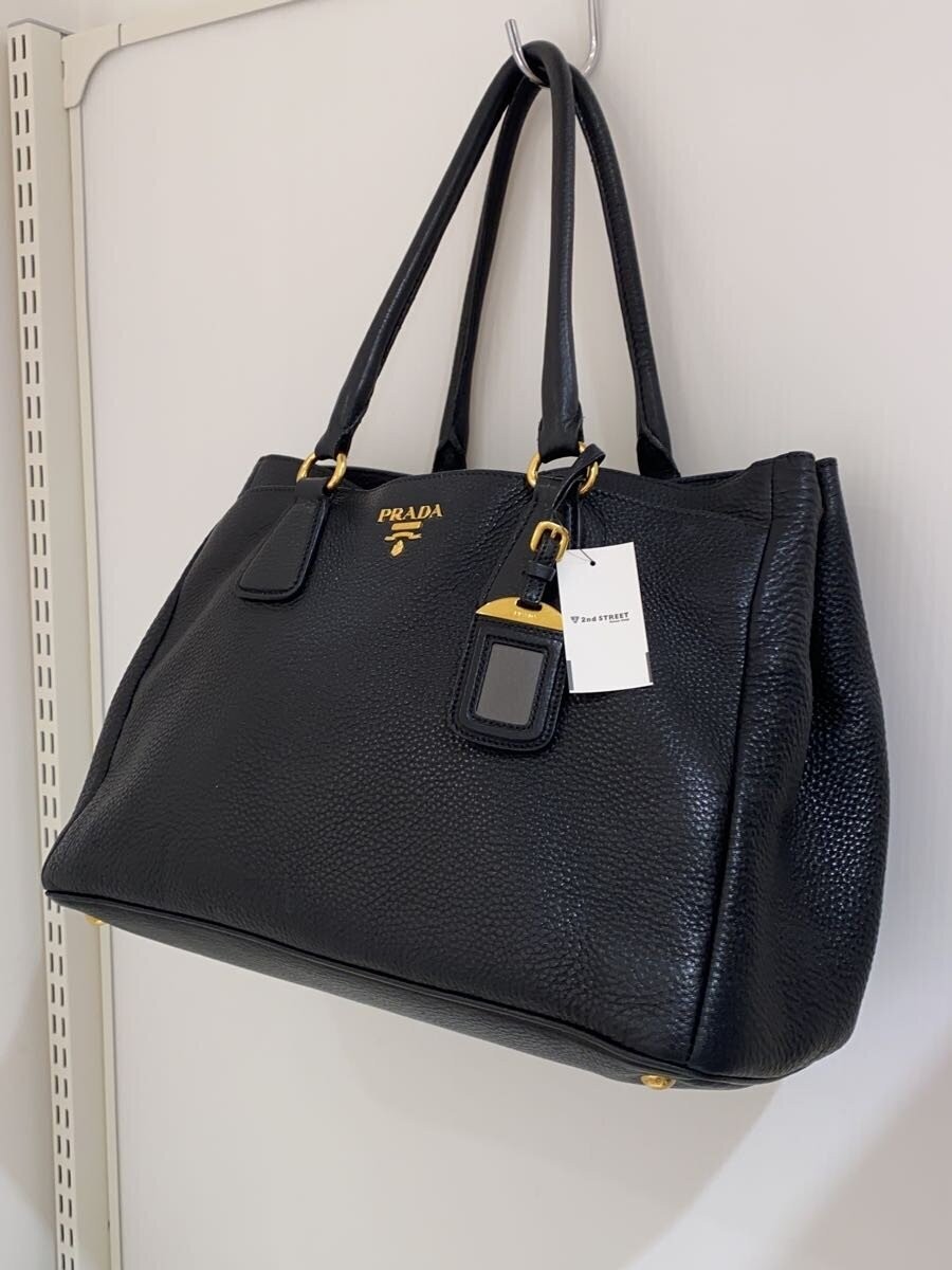 PRADA Handbag Leather BLK Solid Button Damage - image 2