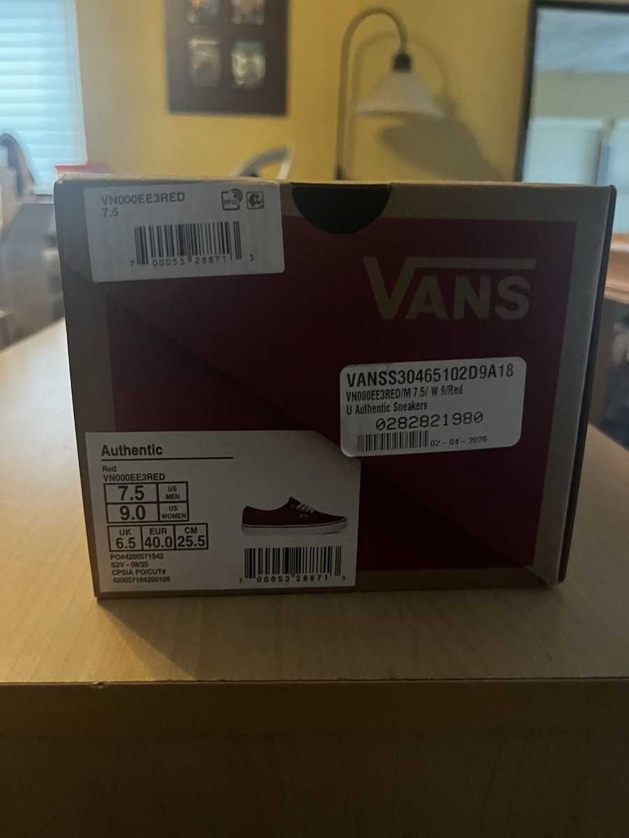 Mens VANS Size 7.5 Red Canvas With White rubber soles | eBay