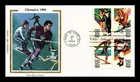 US COVER 1984 WINTER OLYMPICS BLOCK OF 4 FIRST DAY OF ISSUE COLORANO SILK