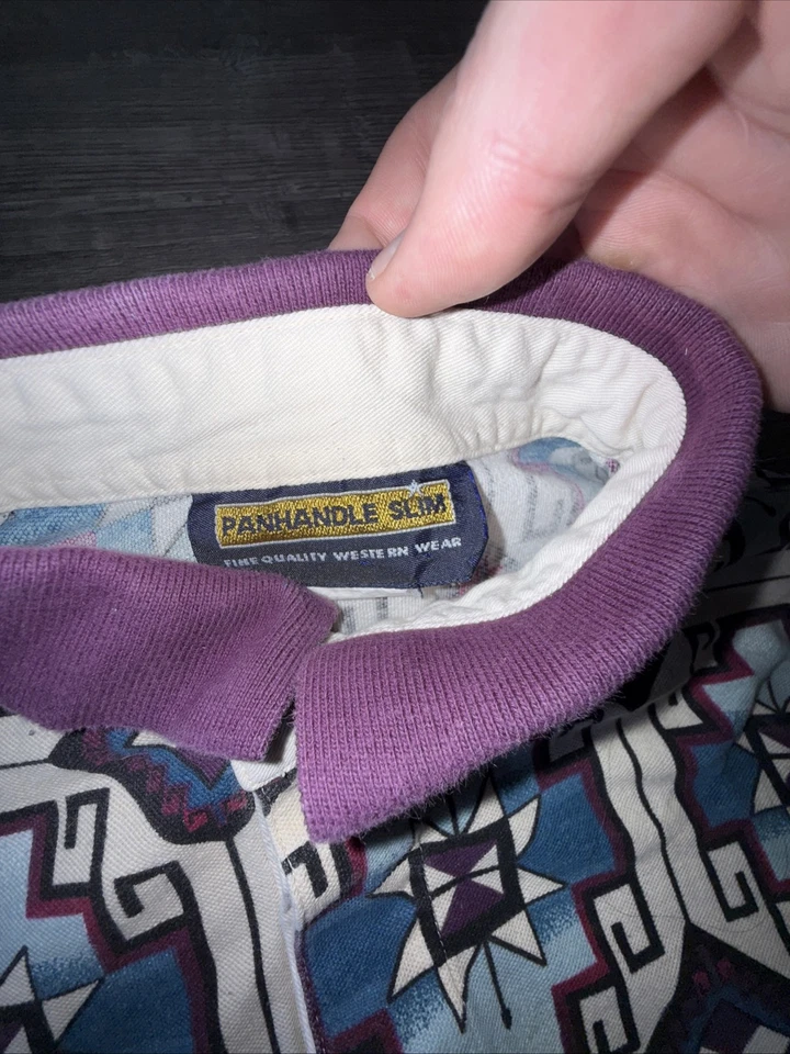 Camisa ajustada Panhandle para hombre XL vaquero occidental crema púrpura profundo Foto 4 de 4