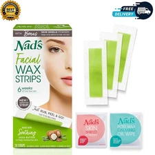 Nad's Facial Wax Strips for Women – Hypoallergenic Hair Removal Kit (20 Ct)