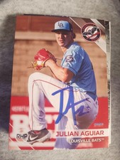JULIAN AGUIAR  SIGNED LOUISVILLE BATS SGA BBC CINCINNATI REDS PITCHER AUTOGRAPH