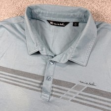 Travis Mathew Polo Shirt Mens XXL Blue Stripe Pima Cotton Blend Short Sleeve