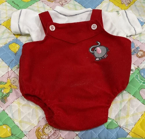 Cabbage Patch Kid Doll Elephant Romper Red Corduroy White Shirt Coleco Vintage