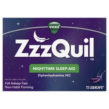 Vicks ZzzQuil Nighttime Sleep Aid LiquiCaps, Diphenhydramine HCI 25 mg, 72 Ct