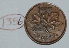 Canada 1955 1 Cent Copper One Canadian Penny Coin Lot #1356