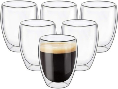 6x 350ml Doppelwandige Thermo Gläser Latte Macchiato Cocktail Kaffee Tee Becher