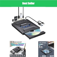 ROOFULL External CD DVD Drive USB 3.0 Type-C Hub 7-in-1 for Laptop PC