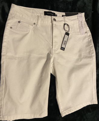Tahari Abigail Bermuda Shorts Womens 8 29 White Stretch Denim Mid Rise New