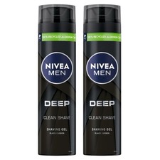 Nivea Men Deep Clean Shave Black Carbon Shaving Gel Volume 2 X 200ml 44.98 per litre