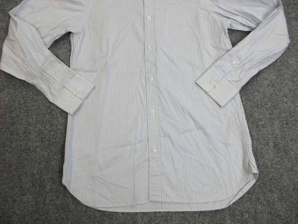 Camisa Burberry London Para Hombre 14.5 Azul Blanco Rayas Algodón Abotonado Túnez Foto 2 de 4