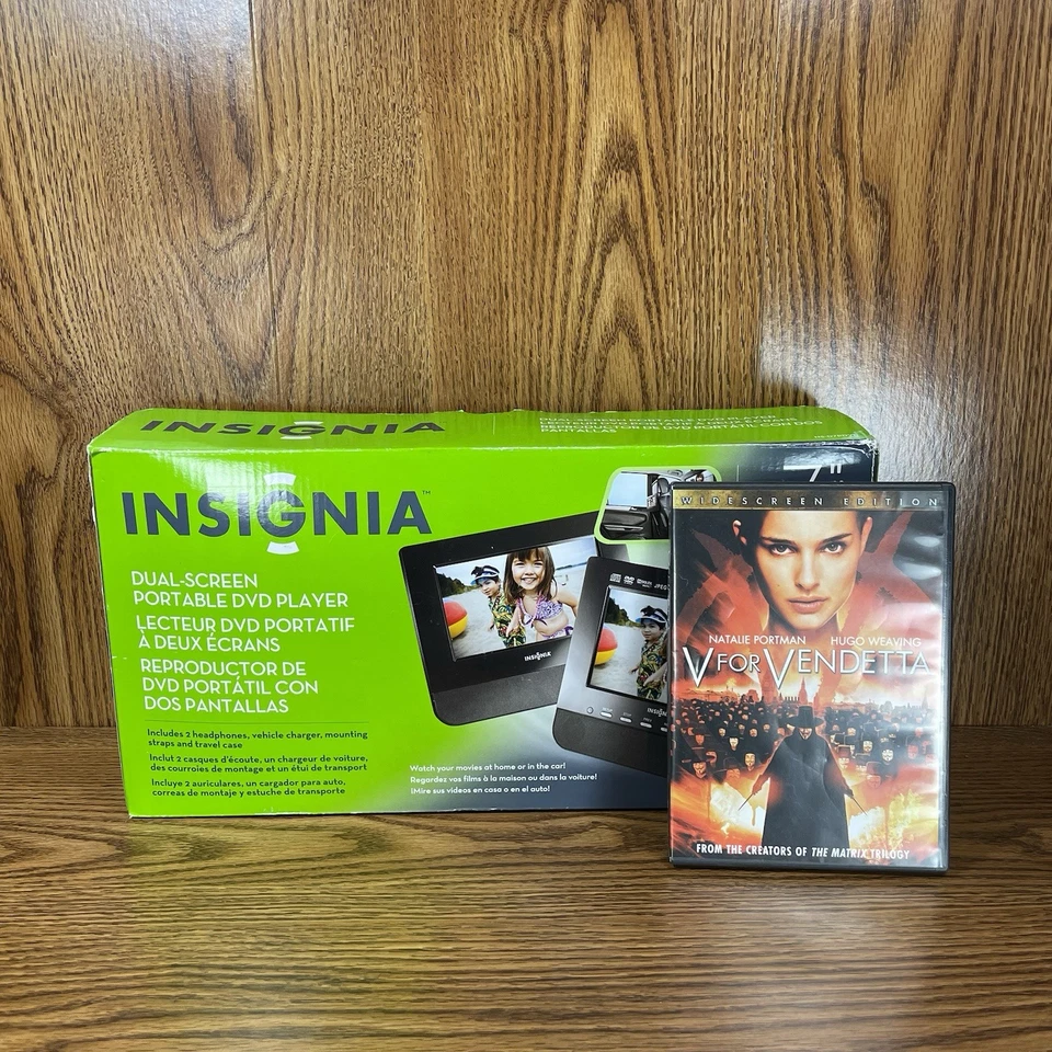 Insignia Dual-Screen 7” Portable DVD Player w/ 2 Headphones, Accessories & Case - Image 2 of 4