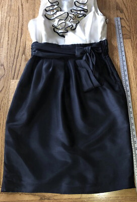 Evan Picone Black Cream Cocktail Dress Size 10 w/ ruffles and bow | eBay