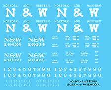 N Scale - Norfolk Western 40ft Black Gondola v2 Decals
