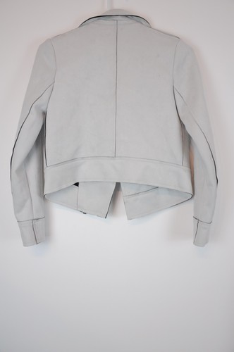 Decjuba Jacket Womens Size 8 Grey Long Sleeve Biker Zip Mock Suede - Picture 9 of 12
