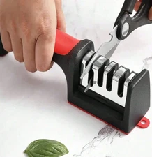 1 PC 4-Stage Knife & Scissor Sharpener - High Carbon Stainless Steel Tool!