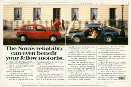 VAUXHALL  Car Magazine Print Ad NOVA GL  2pg VTG 1986 - Afbeelding 1 van 1