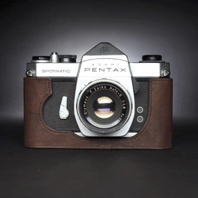Genuine Real Leather Retro Handmade Half Camera Case Bag Cover For Pentax SP/SPF