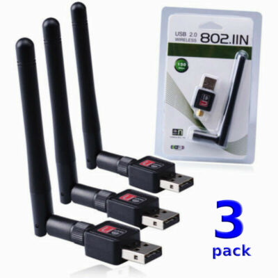3PCS 150M USB 2.0 WiFi Wireless Network Card 802.11b/g/n LAN Adapter 7e US