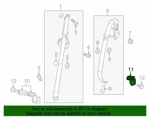 Cinturón de seguridad y hebilla genuino GM 2010-2017 Chevrolet GMC Equinox Terrain 19209430 Foto 2 de 2