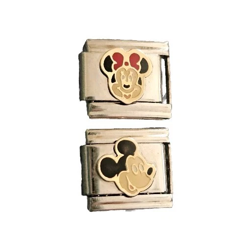 Dijes Italianos COLECCIÓN DISNEY MINNIE & MICKEY MOUSE Acero Inoxidable 9MM Foto 2 de 4