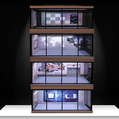 1:64 Scale Diorama Parking Car Parking Lot Model Diorama Vehicle Garage Showcase